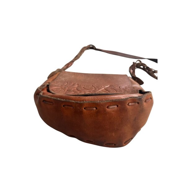 PATRICIA NASH Tan Saddle Tooled Leather Floral Embossed Crossbody Bag - Picture 12 of 12